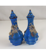 Vintage Blue Beautiful Detailed Asian Dragons Design Ceramic Salt &amp; Pepp... - €21,04 EUR