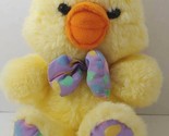 Cuddle Wit Plush yellow duck chick purple jelly bean print bow feet FLAW... - $13.50