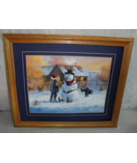 Jack Sorenson Framed and Matted Cowboy Snowman Kids Santa Snow Print NO ... - £14.52 GBP