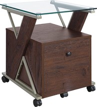 Osp Home Furnishings Zenos Mobile Rolling File Cabinet With, Traditional Cherry - £134.91 GBP
