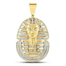10kt Yellow Gold Diamond Pharaoh Face Pendant Egyptian Charm Mens 5/8 Cttw - £1,157.24 GBP