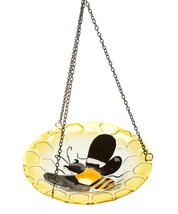 Bee Design Bird Feeder Hanging with Metal Chain Hanger Honeycomb Glass 16" high