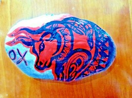 Hand painted River Rock Stone 2021 New Year of Metal Ox - £9.59 GBP