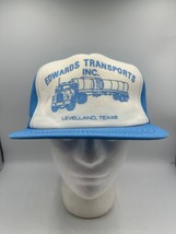 Vtg Edwards Transports Inc Hat Snapback USA Trucker Oil Semi Gas TX Foam Blue - £18.76 GBP