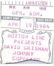 Vintage David Grisman Johnny Copeland Ticket Stub Avril 19 1984 Bas Ligne Ny - $49.40