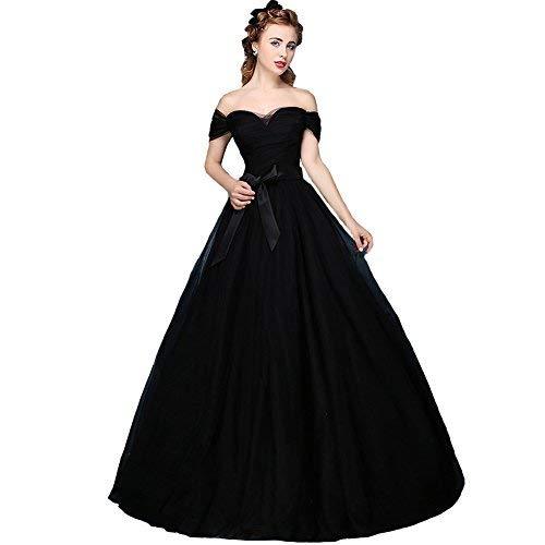 Off The Shoulder A Line Long Gothic Prom Dresses Quinceanera Gown Black US 12