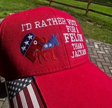 Trump 2024 Hat &quot;I&#39;d Rather Vote for a Felon than a Jackass&quot; Embroidered ... - £19.51 GBP