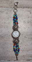 Vintage Peyote Bird Turquoise Bead Sterling Silver Sun Watch Santa Fe Southwest - £48.98 GBP