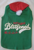NWT Med Dog Christmas Hooded Shirt &quot;Let&#39;s Get Blitzened&quot; Santa Sleigh Fur Trim M - £6.74 GBP