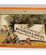Antique Victorian 1870s Watch Jewelry Business Card Rhode Island 4 x 2.25 - $618.72 MXN