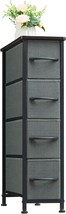 Charcoal Grey/Dark Walnut Somdot Narrow Dresser With 4 Drawers, Slim Storage - £51.05 GBP