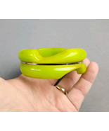 Vintage Bakelite Bangle Bracelet Retro Marbled Green Chunky Carved Wire Wrapped - $237.60