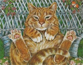 Lazy Summer Day Fat Ginger Cat 100 pc Bagged Boxless Jigsaw Puzzle NO BOX - $9.85