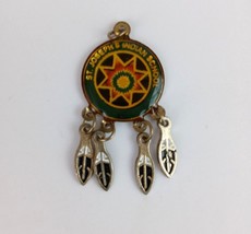 Vintage St. Joseph&#39;s Indian School Colorful Dreamcatcher Enamel Necklace Charm - £6.53 GBP