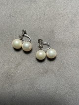 Vintage 10K White Gold and Double Pearl Screw Back Earrings - $49.95