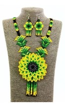 handcrafted multilayer flower shape seeds beads native american necklace - £20.68 GBP
