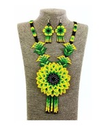 handcrafted multilayer flower shape seeds beads native american necklace - £20.32 GBP