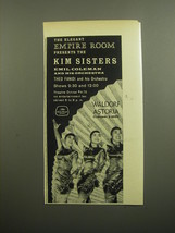1960 Waldorf-Astoria Hotel Ad - The Elegant Empire Room presents the Kim Sisters - £11.79 GBP