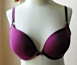 Victoria Secret Burgundy Push Up Pigeonnant Bra,Size 34D  Underwire &amp; Ad... - $281.30 MXN