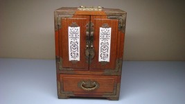 Estate Chinese Intricately Carved Wood Chest Vintage Jewelry Box - $85.00