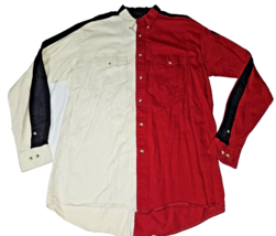 Vintage Wrangler Western Shirt Large Tall Brushpopper Rodeo Cowboy red white - £22.43 GBP