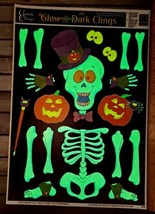 Halloween Glow In the Dark Window Decor Clings Skeleton Pumpkins GITD VTG 1999 - £7.66 GBP