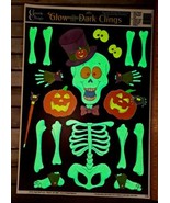 Halloween Glow In the Dark Window Decor Clings Skeleton Pumpkins GITD VT... - £8.06 GBP