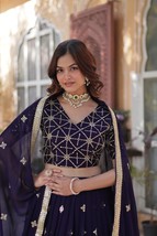DARK PURPLE LAHENGA CHOLI WITHE DUPATTA,BOLLYWOD INDIAN LAHENGA FOR WOMEN - $84.00
