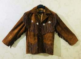 Men&#39;s Traditional Cowboy Coat Handmade Fringed Western Wear Leather Jacket - $78.97+