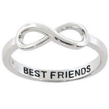 Solid Sterling Silver 14k White Gold Plated "BEST FRIEND" Infinity Ring NEW - $33.98