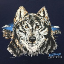 Vintage Jerzees Men&#39;s Grey Wolf Wild Things Crew Sweatshirt Blue USA Size Large - £55.78 GBP