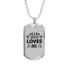 Jesus Loves Me Cross Christian Necklace Stainless Steel or 18k Gold Dog Tag 24&quot; - £37.79 GBP+