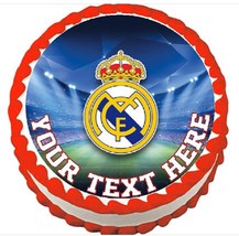 Real Madrid Soccer round edible party cake decoration frosting sheet image - £7.98 GBP