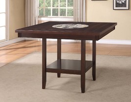 Counter Height Dining Table w/ Lazy Susan - Dark Brown - £530.39 GBP