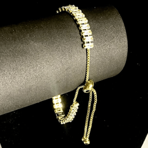 ASF Stunning 18k Gold Tennis Bracelet w/ 40 Zircon Gems - £46.60 GBP