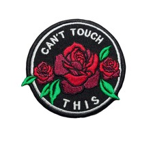 Can&#39;t Touch This Lady Patch with Roses. Iron On. Size: 3.7 X 3.9 inches. - £5.45 GBP