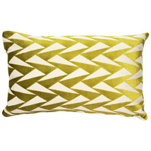 Nouveau Chartreuse Velvet Throw Pillow 12x19 - £41.54 GBP