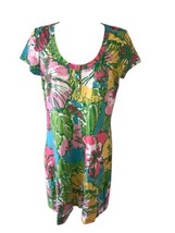 Lilly Pulitzer Cotton Spandex Pink Green Yellow Aqua short sleeve shift ... - $36.25