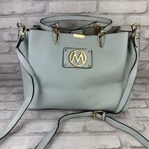 MKF Collection by Mia K Farrow Bag Blue Embossed Faux Leather Handbag Tote - $15.74