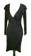 HEART &amp; HIPS WRAP DRESS WOMAN SIZE MEDIUM BLACK LONG SLEEVED V-NECK WRAP... - £14.41 GBP