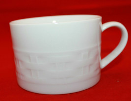 Crate and Barrel Basketweave Embossed White Coffee Tea Cup Made in Japan Sticker - £22.62 GBP