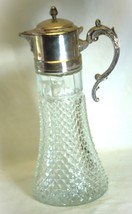 Italian Style Cut Glass Claret Decanter Wine Carafe Silver Plated Top Ba... - £58.75 GBP