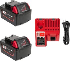 2Packs 5.0Ah 18V Lithium Battery And Charger For Milwaukee M18 Battery - £92.40 GBP