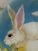 Peggy Karr Fused Art Glass 14&quot;  2 Bunnies Rabbit Plate Platter Original Box - £101.47 GBP