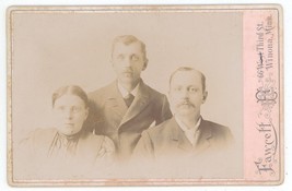 Antique Circa 1880s Cabinet Card Fawcett Two Rugged Men and a Woman Winona, MN - £7.52 GBP