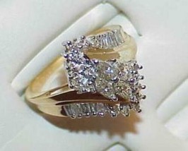 14K 1.00CT DIAMOND Ring 4 Marquise Cluster Baguette Sides Sz 7.25 Retail $3200. - £890.60 GBP