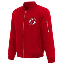 NHL New Jersey Devils  Lightweight Nylon Bomber  Jacket Embroidered Logo  Red - £94.16 GBP