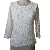 Adrianna Papell White Lace Blouse Size Small - £27.25 GBP