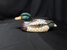 OLD Mallard Duck Hand Carved Painted Wood Glass Eyes SIGNED &amp; DATED - $54.72 CAD