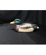 OLD Mallard Duck Hand Carved Painted Wood Glass Eyes SIGNED &amp; DATED - $39.99